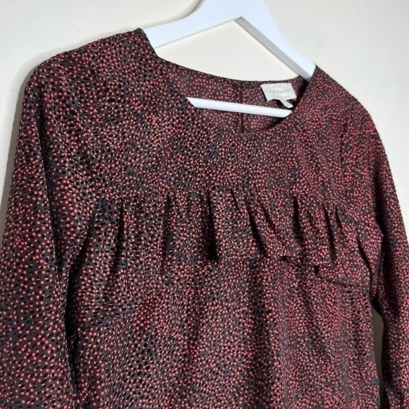 Lucky Brand Women’s Polka Dot Bell Sleeve Ruffled Top Red Black Size XS - Picture 3 of 10